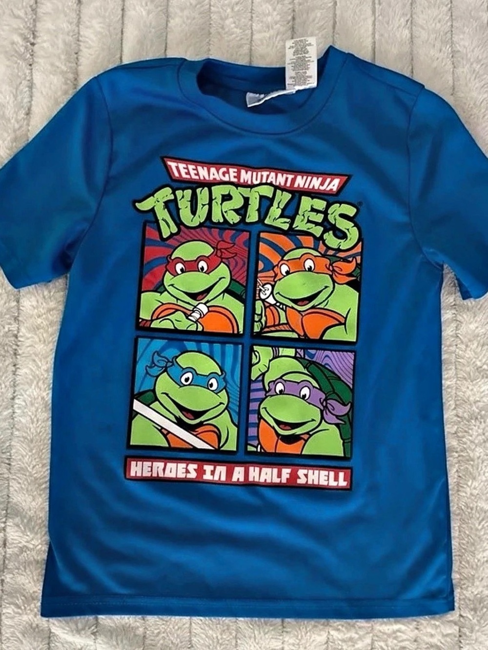 Nickelodeon Teenage Mutant Ninja Turtles Graphic Tee Boys 7/8 Blue Like New